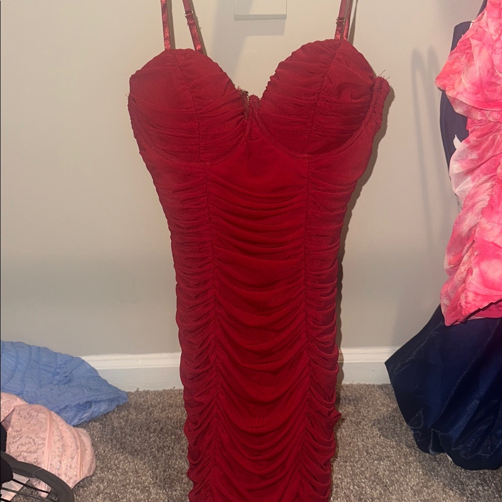 Fashion Nova Red Bandage Midi Dress